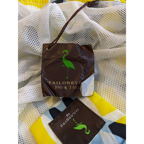 Tailorbyrd Mens Size 48 NEW Board Swim Shorts Yellow Black Geometric Big Tall - Picture 7 of 7